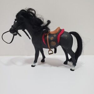 Vintage Grand Champions Horse Black Mane Saddle & Tack 6.5" Tall 8" Long
